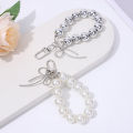 Lovely Bowknot Pearl Hoop Keychain Pendant Backpack Decoration Charm Jewelry BAWEI. 