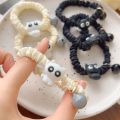 1/2pcs Cartoon Black White Cat Hair Bands Children Elastic Ponytail Holder Rubber Bands Women Hairband Headwear. 