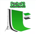 Pack of 3 Chroma Key Studio Backdrop Video Photo 5ft x 6ft. 