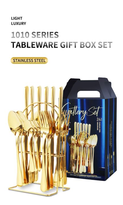 24pcs%20Gold%20Dinnerware%20Set%20Stainless%20Steel%20Tableware%20Set%20Knife%20Fork%20Spoon%20Luxury%20Cutlery%20Set%20Gift%20Box%20Flatware%20Dishwasher%20Safe.%20-%20Image%203