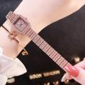 Hot Diamond Watch for Women Luxury Brand Ladies Gold Square Watch Minimalist Analog Quartz Movt Unique Female Women's Wristwatch. 
