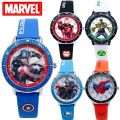 Marvel Avengers Spiderman Watch Iron Man Hulk Cartoon Kids Waterproof Quartz Boy Watch Student Birthday Gift Toys. 