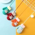 Winter Thicken Warm Baby Gloves Cartoon Soft Knitted Kids Mittens Infant Toddler Rope 1-5Years Boy Girl Baby Hand Gloves. 