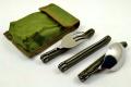 Multifunction Outdoor Tableware,3 in 1 Camping Folding Spoon Fork Knife Portable Cutlery Set with Pounch. 