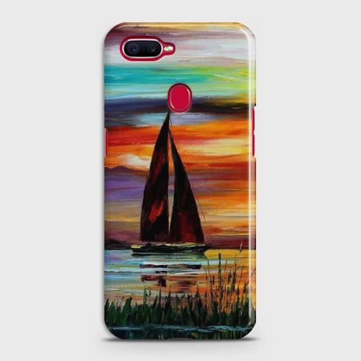 Oppo F9 Cover - SkinLee HQ Hard Case - Sailing Boat Sunset Oil Painting - SKINLEE-408-1-310-193