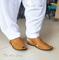 Zardari Supreme Chappal for Men Hand Made - Matt Folded Upper - Yellow Matt Color - Original Charsadda chappal Pure Leather - The Adi Store. 
