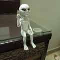 UFO Classic Alien Outer Space Statue Sitting Action Figure Shelf Sitter Realistic Sculpture Figurine Lawn Yard Home Decor Indoor Outdoor Gaming Pc Casing Computer Case Room Decoration. 