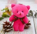 Cute Stuffed Animal Bear Pendant Plush Teddy Bear Keychains Small Cute Teddy Bear PINK , PURPLE & BROWN RED (with key-Chain & Lock-Chain). 