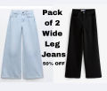 Pack of 2 Wide Leg Denim Jeans for Women – High-Waisted, Trendy & Comfortable. 
