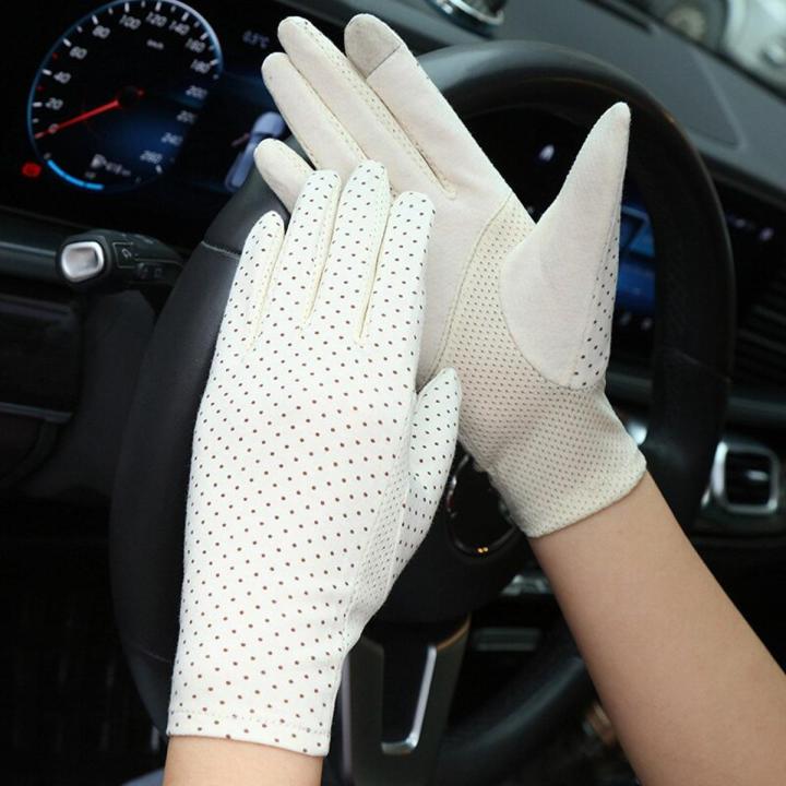 【HOT】 Summer Sunblock Driver Gloves UV Protection Driving Gloves For Women Men Breathable Touchscreen Slim Gloves Cycling Sun Gloves