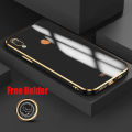For Huawei Y6 Prime 2019 Back Cover with Ring Holder Luxury 6D Plating Gold Design Shiny Bling Stand Case Camera Protection Soft Silicone Mobile Phone Cases. 