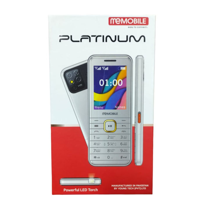 Memobile Platinum  - Slim & Sleek Design - Dual Sim - PTA Approved - Metal Design body - 2000mAH Builtin Battery - `15 months brand warranty