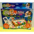Blow pens Box packed (12 pens with stencils). 