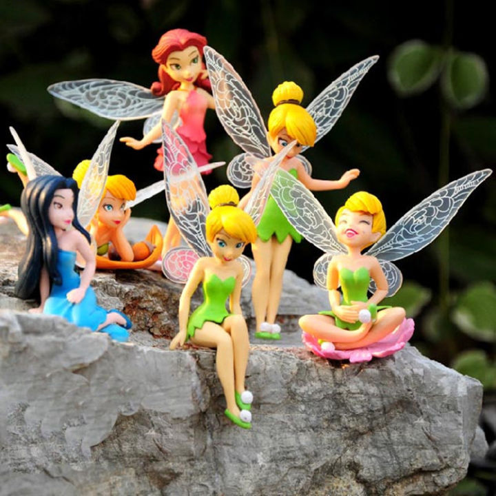 6pcs/set Anime Tinkerbell Fairy Tales Girls Tinker Bell PVC Action Figures Toys PCardiaCP