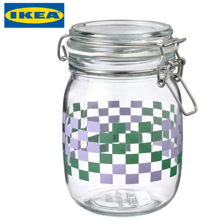 IKEA%20KORKEN%20Glass%20Jar%20with%20lid%20(rubber%20seal),%20Clear,%20Red%20Brown,%20patterned%20light%20beige,%20Green,%201%20Liter%20%E2%80%93%20Air%20Tight%201000%20ML%20-%20Image%202
