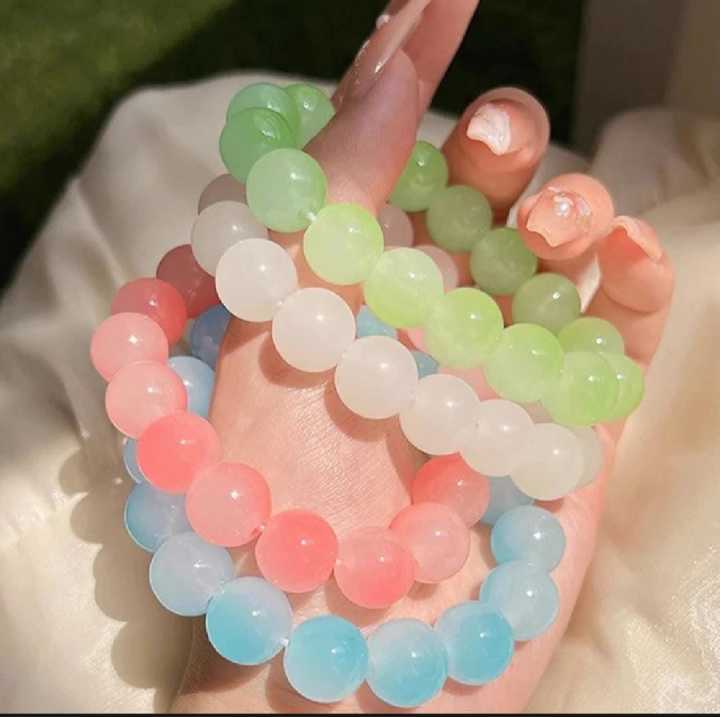 4 Beautiful Transparent Glass Bead Friendship Bracelet for Couples, Bestfriends, Boys and Girls