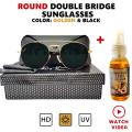 Fashion Polarized & Branded Sunglasses Metal Round Frame UV Protection for Men Women Goggle with Protection Box. 