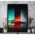 Car Gaming Poster Wall Hanging Glass Photo Frame in Premium Glossy Photo Paper A4 8x12” size for Home Decor and Decoration Accessories. 
