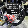 Thermal Heat Exhaust Bend Pipe Wrap + 2 CLAMPS for fitting Universal 3 meter Length. 