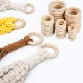 50Pcs Unfinished Wooden Rings, for Craft, Ring Pendant, DIY Connectors, Jewelry Making (Including Cotton Rope). 