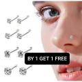 Pure Silver (chandi) Nose Pin with Multi-color Small (2 MM) Stones For Women. 