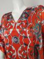 Printed V Neck 52 Inches Long Satin Silk Kaftan, Nighty, Night Dress, loungewear  Plus Abaya For Women Free Size [100-7149]. 