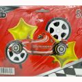 RACING CAR FOIL BALLOON SET - PACK OF 5 FOIL BALLOONS - CARS THEME FOIL BALLOONS. 