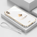 For Vivo Y91C Back Cover with Hand Strap Luxury Shiny 6D Plating Maple Leaves Pattern Protective Case Square Bumper Soft Silicone Mobile Phone Cases. 
