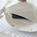 【Spot Cotton bag Mesh Daisy Double Layer Canvas Shoulder Bag Korean Ins Lace Small Square Bag Plain Temperament Canvas Tote Bag. 