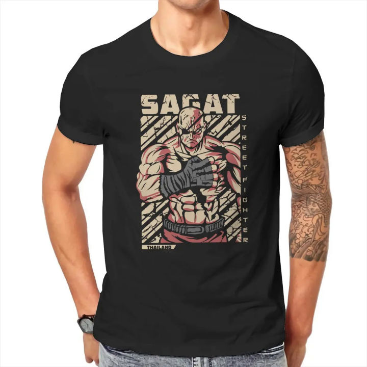 Sagat-Street Fighter T-Shirts Men Vs Game Casual Pure Cotton Tees Crewneck Short Sleeve T Shirts Printing Clothes