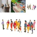 【Simple 3C】Multicolor & Pcs Scale 1:25 Building Layout Painted Model Train Street Passenger Figures. 