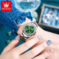 OLEVS watch for women original waterproof fashion diamond dial luminous calendar Stainless steel relo for women Women Casual Watches 9945. 