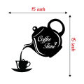 coffee cup and kettle design wall clock, clock for kitchen, stylish clock for kitchen, kitchen clock, wooden clock for kitchen. 