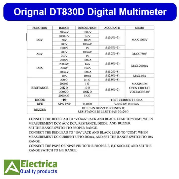 DT830D%20Digital%20Multimeter%20Counts%20AC/DC%20Volt%20Amp%20Ohm%20Diode%20hFE%20Continuity%20Tester%20DT-830D%20Yellow%20(Battery%20and%20Test%20Leads%20Included)%20by%20electria%20-%20Image%203
