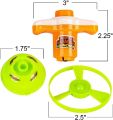 7 Pcs Set - Blazing Spinning Top and Saucer UFO Speed Flying Flyer Led Lights Spin Toy with Launcher Bey Blade For Kids Boys Girls Beyblade Battle Toys. 