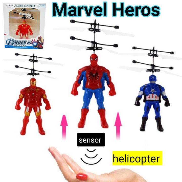 Spider Super hero Sensor Rechargeable helicopter Spiderman peter homecoming - Flying Aircraft with USB Charging Cable Toy for Kids / best gift for birthday eid gift / marvel ironman / superman / batman sensor flying toy + free cod + free shipping