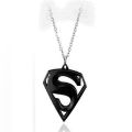 Black Superman Pendant Locket Necklace. 