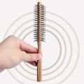 Curly Hair Styling Roller Comb Mini Round Nylon Hair Brush With Wooden Handle For Thin Or Short Hair Women Use salon accessories. 