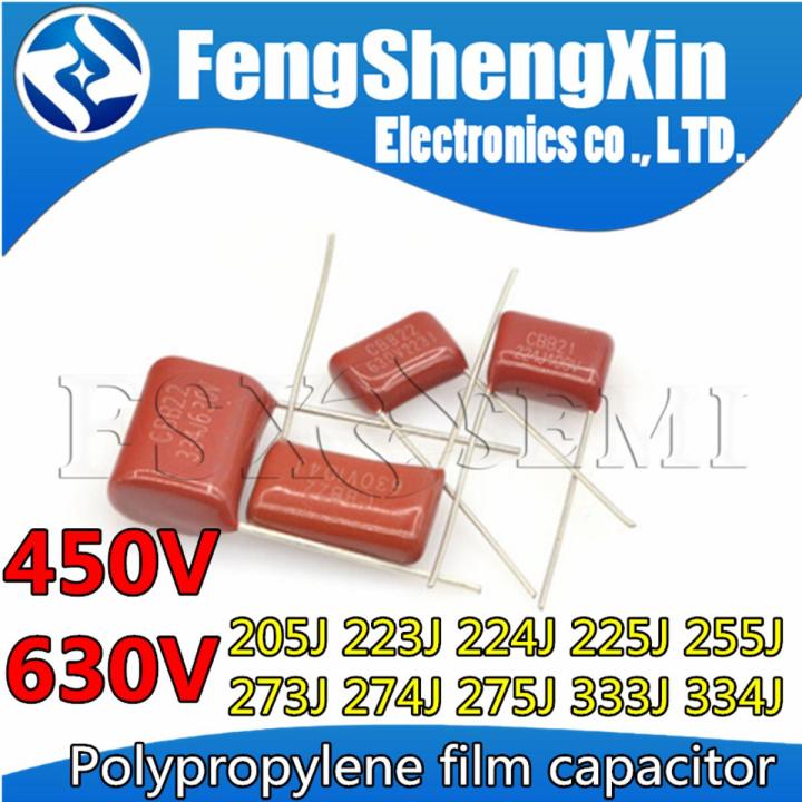 10pcs CBB22 polypropylene film capacitor 400V 450V 630V 205J 223J 224J 225J 255J 273J 274J 275J 333J 334J 0.022uf 0.2uf 1uf