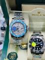 Role gmt Stuhrling Original Mens Stainless Steel Jubilee Bracelet GMT Watch - Swiss Quartz, Dual Time, Quickset Date with Screw Down Crown, Water Resistant up to 10 ATM. 