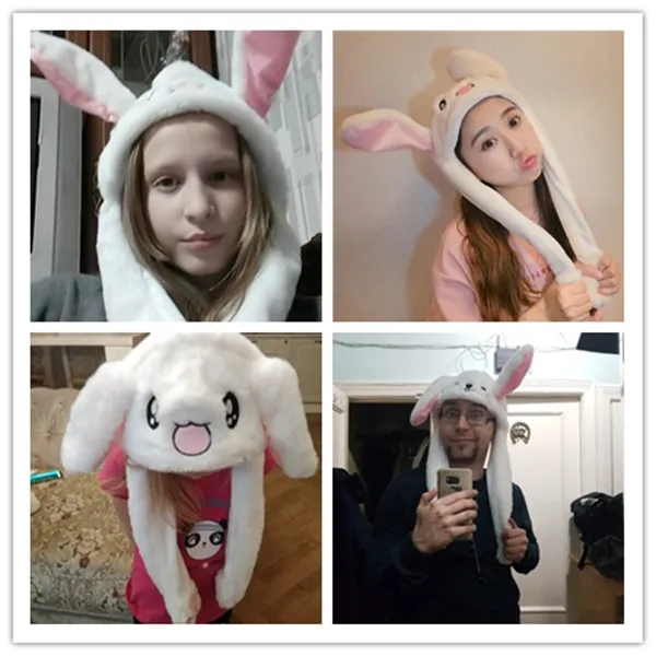 DolliBu Pink Bunny Plush Hats - Super Soft Warm Hat With Ear Flaps Funny Plush Party Crazy Hat St￭ Animal Halloween Costume Funny Toy Hat Cozy Fleece Wi