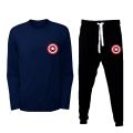 Captain America Printed Navy T shirt And Trouser New Design Track Suit Full sleeves T shirts Jogging Trousers Best Quality Top Tees For Men. 