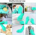 Silicone Dishwashing Gloves - Reusable & Heat Resistant Cleaning Rubber Mittens with Scrubber for Washing Dishes, Fruits, Vegetables | Suitable for Kitchen, Car, Bathroom & Pet Grooming. 