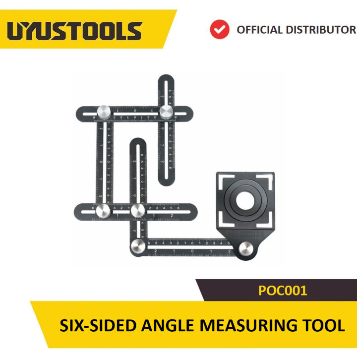 Six Sided Angle Measuring Tool Multi Functional 6 Folding Ruler With Hole Locator Durable 2.5mm Thickness Precision Measuring Tool With Three Position Hole For Accurate Angle Measurements Ideal For Woodworking, Construction - UYUSTOOLS POC001