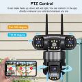 PTZ WiFi 15MP 3 Lens 3 Screen 360° Pan Tilt Outdoor CCTV Camera with Smart Tracking, Motion Detection, Night Vision, IP66 Waterproof, Two-Way Audio, SD Card Support, Remote Home Security Surveillance Camera. 