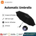 Xiaomi Automatic Umbrella LED Luminous Windproof Umbrella Reflective Foldable Safe Night UPF50+ Anti UV Umbrella Strong Anti-Wind Frame Payung Lipat 小米自动伞. 