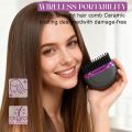 Rechargeable Hair Straightener Brush Portable Cordless Hot Comb 3 Heat Settings. 