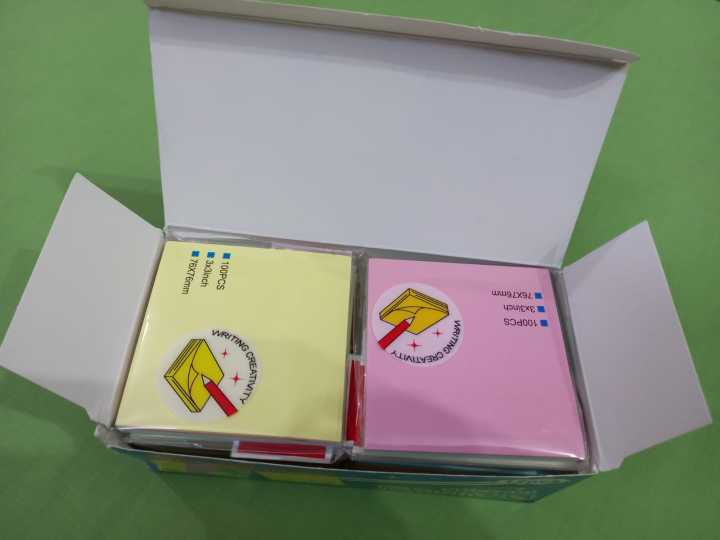 Pack Of 100 - Multicolor Sticky Note Pad | 3*3 inch | 76* 76mm | STICK ...