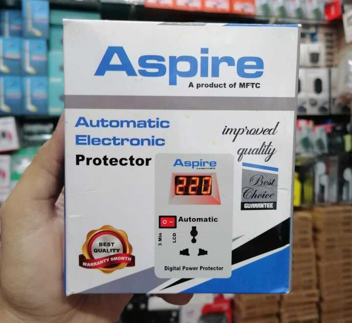 Digital Voltage Protector Aspire Automatic Switch Low and High Voltage Controller With Button Settings Digital Counting Display Freezer AC LCD Switch