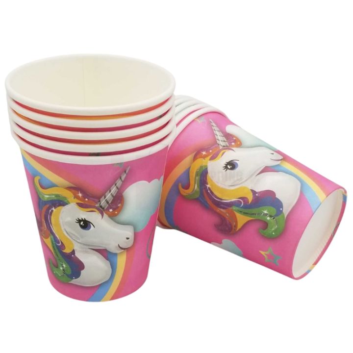 UNICORN THEME PAPER CUPS - PACK OF 10 PAPER CUPS - UNICORN CUPS